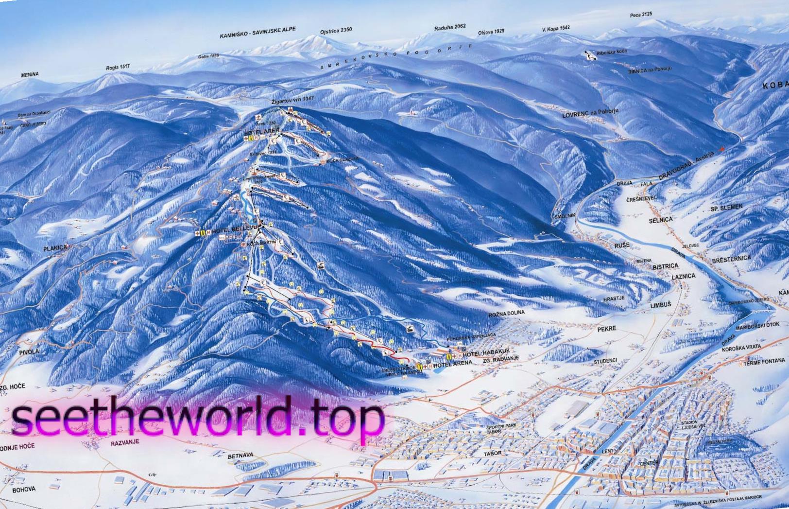 Ski resort Mariborsko Pohorje, Slovenia